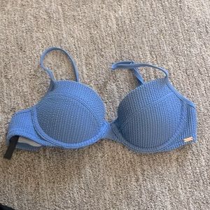 Light dusty blue underwire push up pink victoria’s secret bikini top! size xs